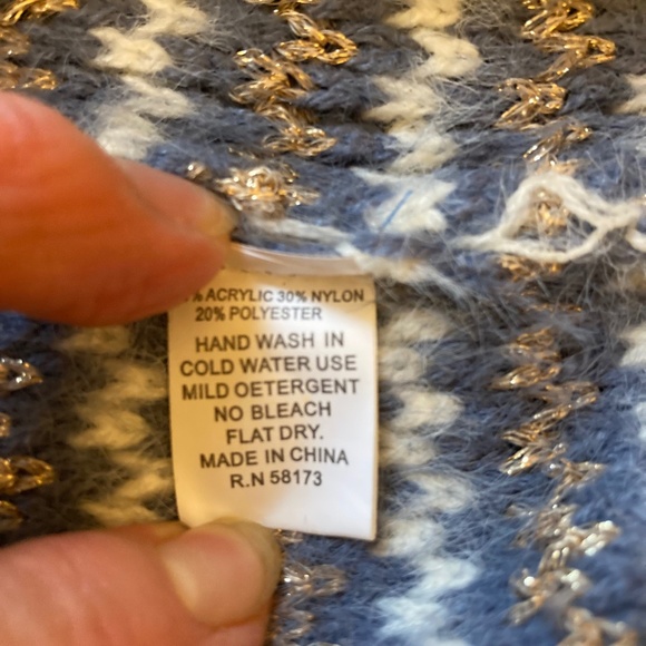 Anthropologie RAGA sweater, Wmns XS cozy, roomy Gray, gold and white stripes - Picture 4 of 9